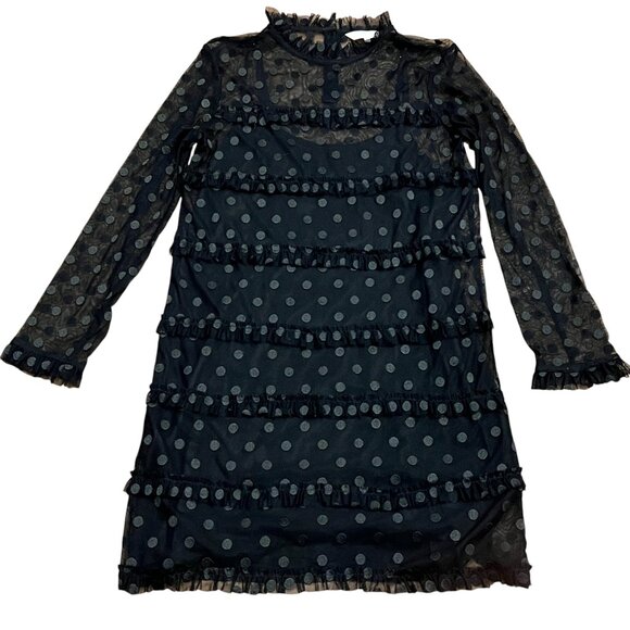 Part Two Polka-dot Lace Mini Dress, Black, 8 - Picture 1 of 10